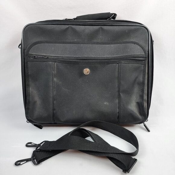 Targus Black Laptop Messenger Bag Includes Shoulder Strap Heavy‎ Duty Nylon - Picture 1 of 14